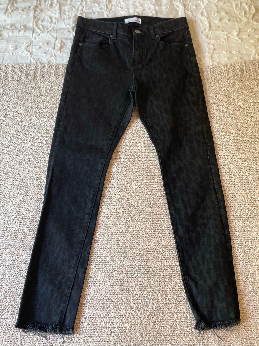 LOFT Black Leopard Print Skinny Jeans - size 29